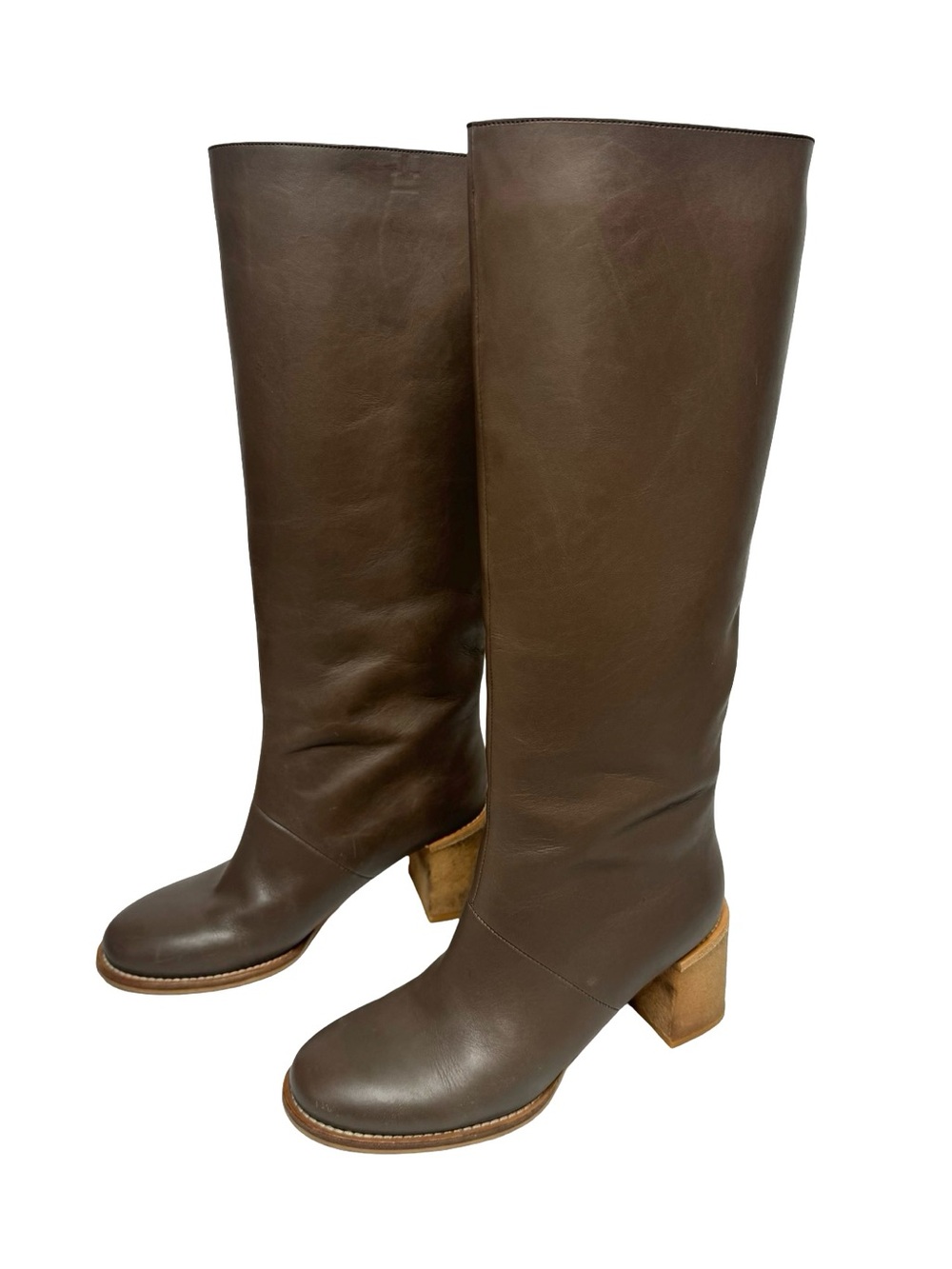 See By Chloe | Stasya High Block Heel Boots in Taupe Brown 37